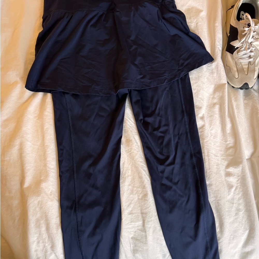 Navy Blue Athletic Skirt Leggings